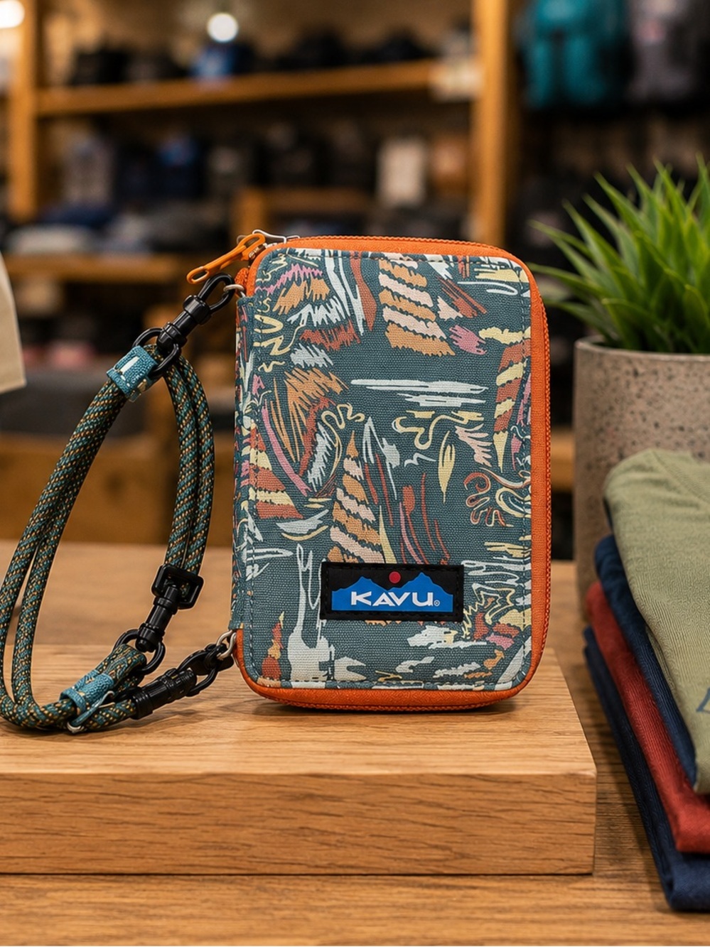 KAVU Go Time Bi-Fold Crossbody Wallet with Rope Strap